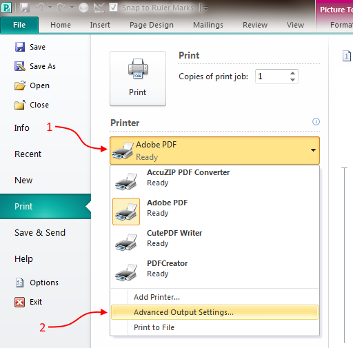 Publisher Print to PDF Part 1
